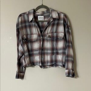 Abercrombie & Fitch Plaid Button Down Shirt - Gray and Red